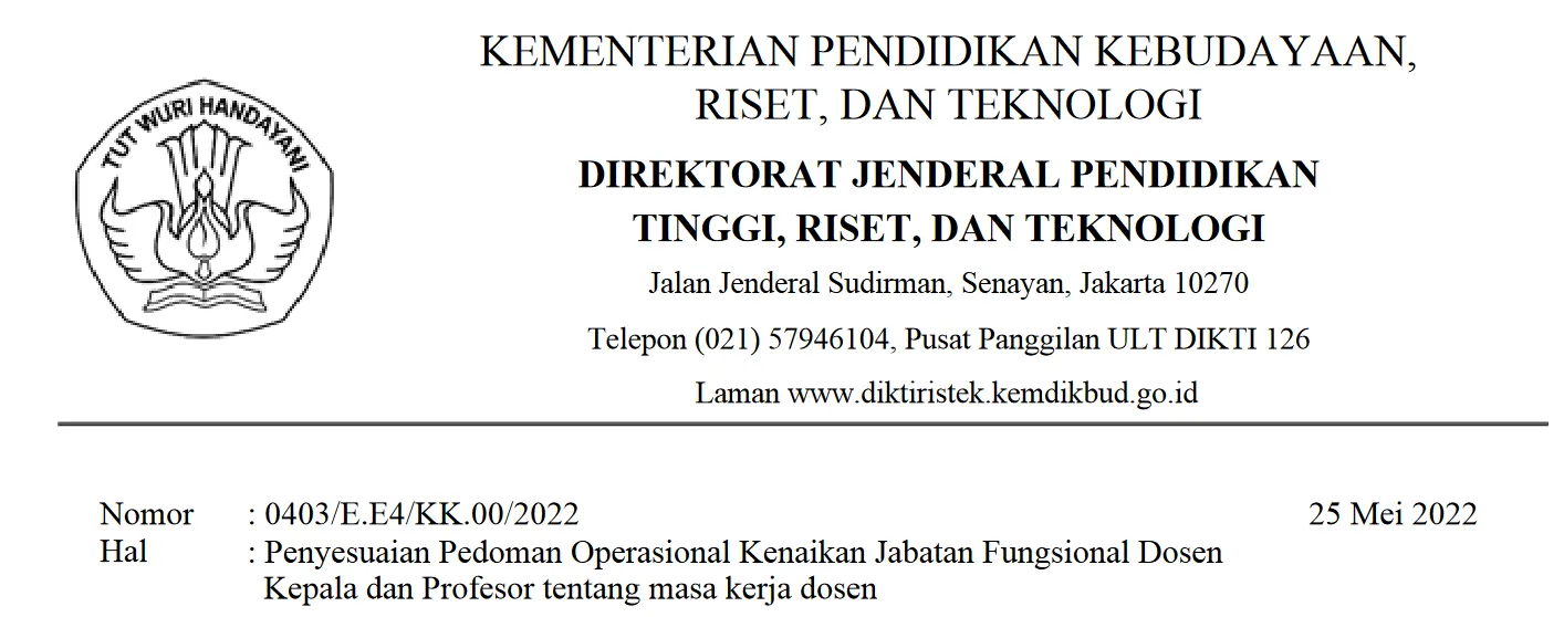 Penyesuaian Pedoman Operasional Kenaikan Jabatan Fungsional Dosen2022