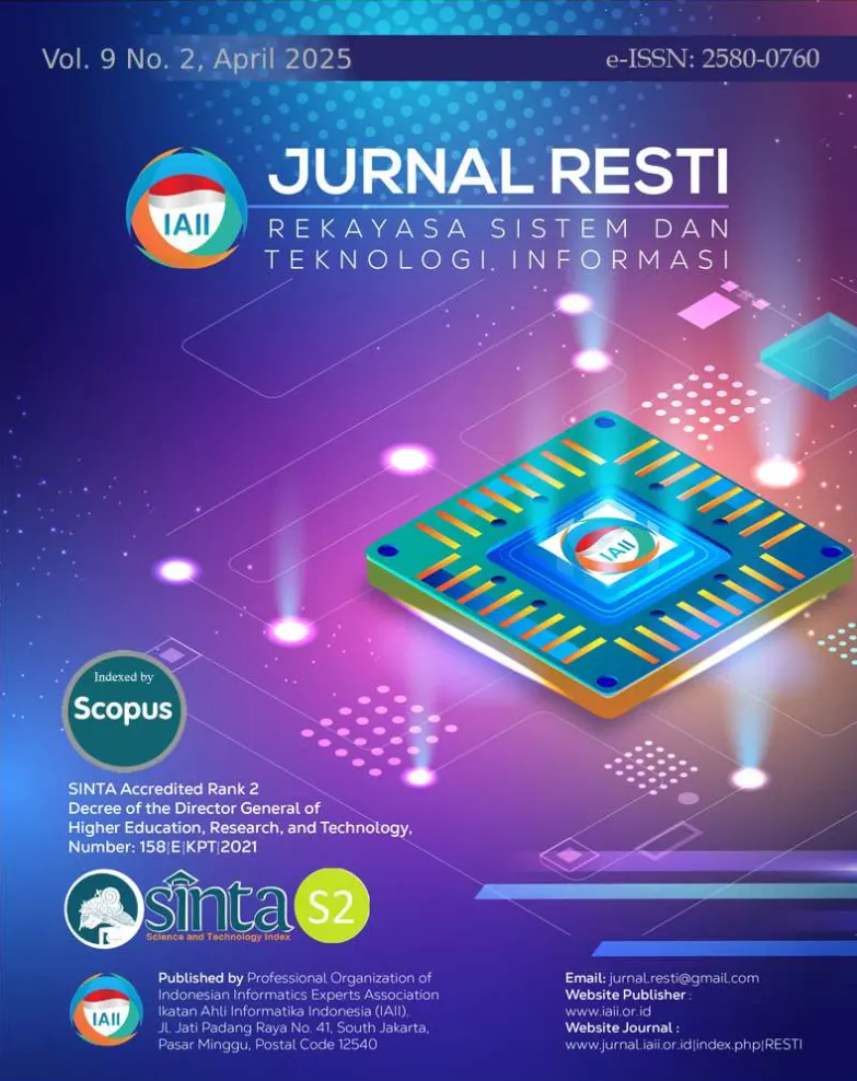 Jurnal RESTI Rilis Vol. 9 No. 2, Terindeks SCOPUS