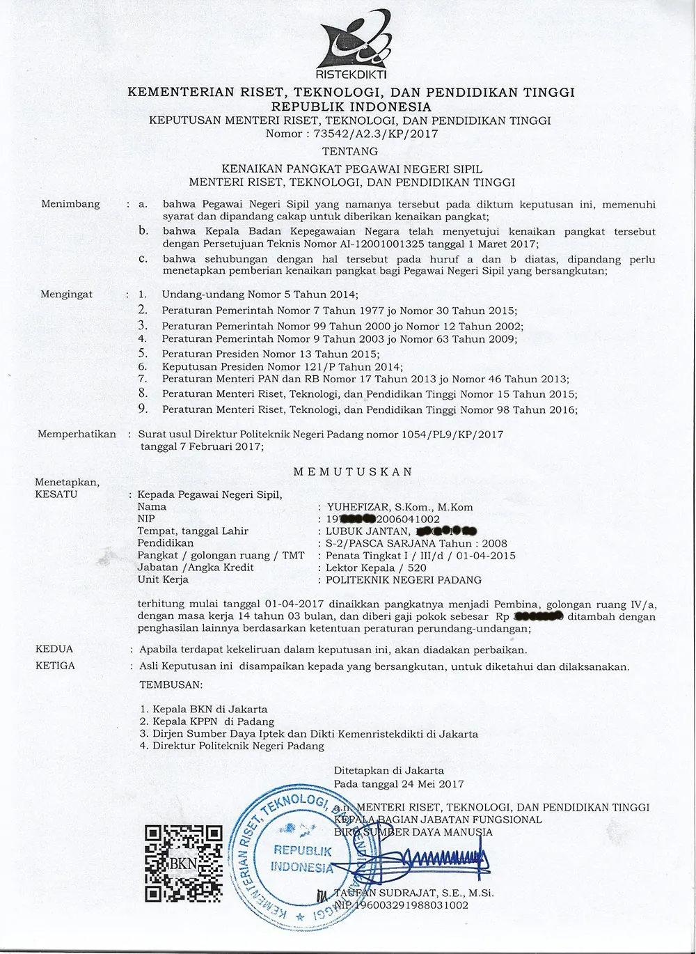Alhamdulillah, SK Naik Pangkat Diterima