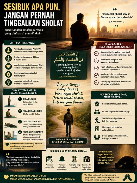 Sesibuk Apa Pun, Jangan Pernah Tinggalkan Sholat